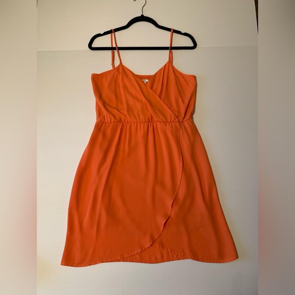 Kacey Montoya’s Closet | Bar III Orange Faux Wrap Dress